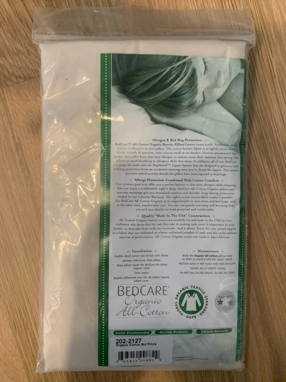 NEW Organic All-Cotton Allergy Pillow Cover - Cream